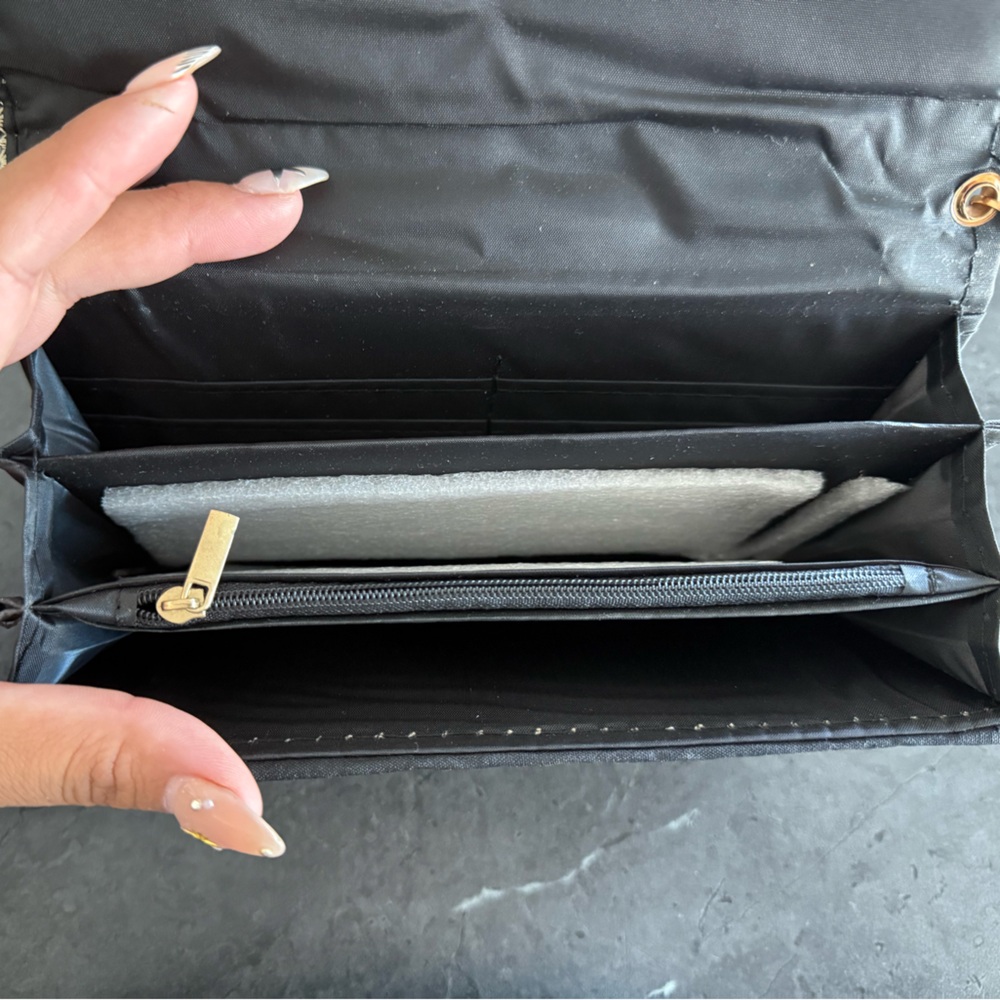 Embroidered Floral Clutch with Chain Strap - Picture 2 of 4